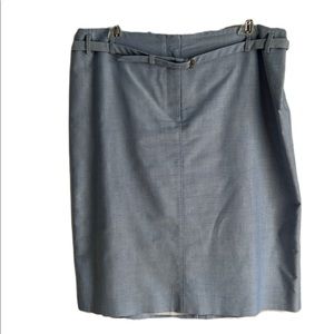 Brooks Brothers "346" Supima Cotton Skirt w/ Belt, Light Blue, Plus Size 14